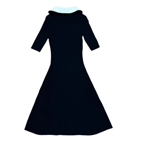 MAJE dress two tone Black Ribbed full gold zip contrast collar FR 34 US 0 XS - Picture 8 of 15